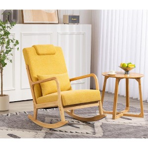 CIPACHO Rocking Chair Upholstered Fabric Rocking Armchair Indoor with High Backrest Glider Chairs and Lumbar Pillow for Living Room - 1 of 1