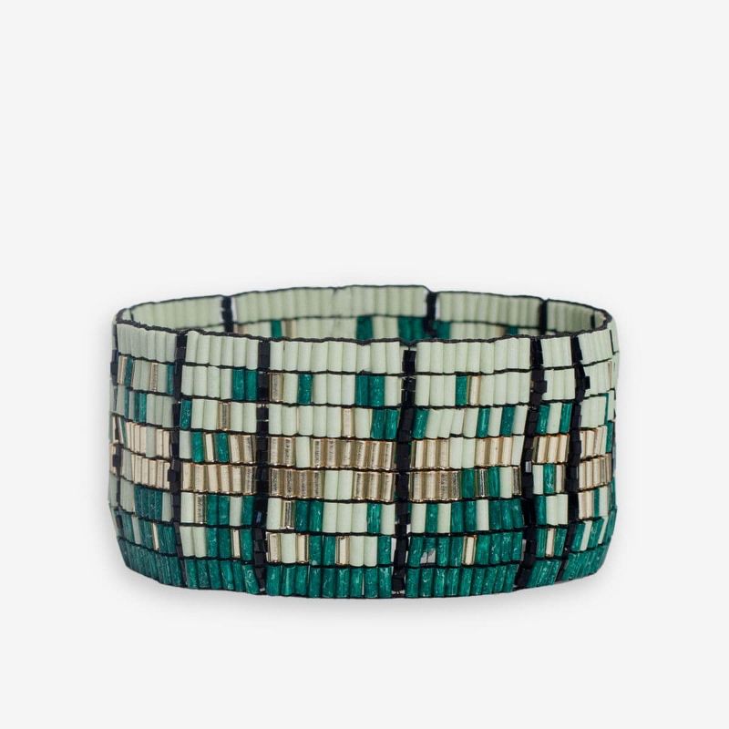 Ink+Alloy Natalia Mixed Luxe Bead Gradient Stretch Bracelet Emerald, 1 of 3