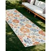 HomeRoots 2' X 8' Ivory Orange and Blue Floral Stain Resistant Indoor Outdoor Runner Rug - 2 of 4
