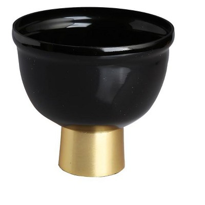 Classic Touch Black Glass Bowl on Gold Base