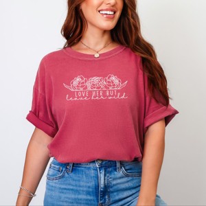 Simply Sage Market Leave Her Wild Floral Garment Dyed Tee - 2XL - Crimson - 1 of 4