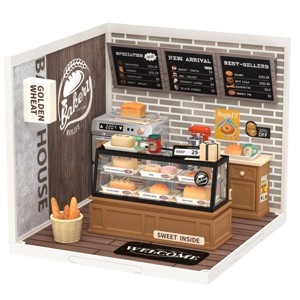 ROBOTIME 3D Puzzles Plastic House Building Set Toy, Bakery DIY Miniature Dollhouse Playset, Decorative Toys, Unique Gifts, Multicolored, 6.4"*7.1"*6" - 1 of 4