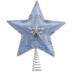Kurt Adler Star Christmas Tree Topper, Blue & Silver, 13.5" - 1 of 4