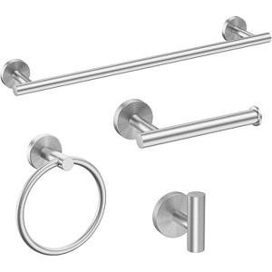 USHOWER Brushed Nickel Bathroom Hardware Set, Modern 18-Inch Towel Bar Set Wall Mounted, Durable SUS304 Stainless Steel, 4-Piece - 1 of 4