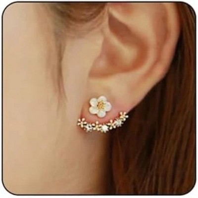 Dainty Front-Back Flower Earrings – Hypoallergenic Combination Stud & Drop Jewelry for Women