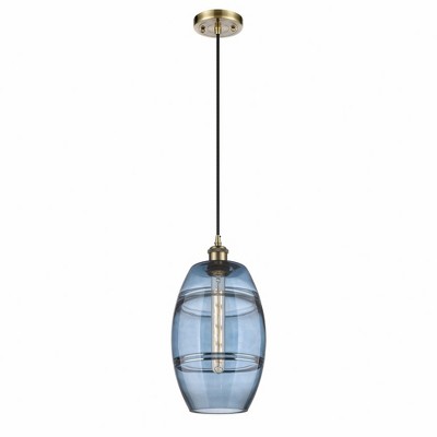 Vaz - 1 Light Cord Hung Mini Pendant In Industrial Style-9.88 Inches Tall and 8 Inches Wide