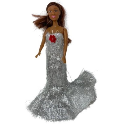 Doll Clothes Superstore Metallic Silver Gown With Long Train Fits 11 1/2 Fashion Inch Dolls