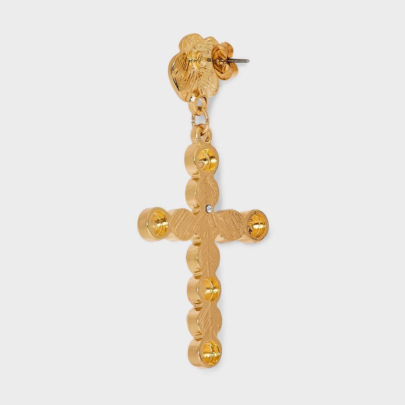 Rose and Cross Charm Drop Earrings - Wild Fable&#8482; Gold, 4 of 5