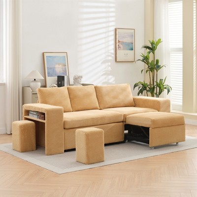 HYLEORY Convertible L Shaped Couch Sofa Bed with Pull Out Bed, Sleeper Sofa with Reversible Chaise for Living Room, Apartment, Bedroom, Office