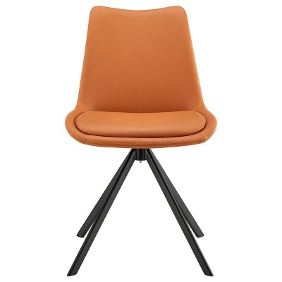 HomeRoots Orange And Black Faux Leather Dining Side Chair