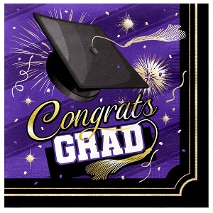 Treasures Gifted Purple Graduation Napkins - Purple Graduation Party Supplies - 16 Pack - 1 of 1