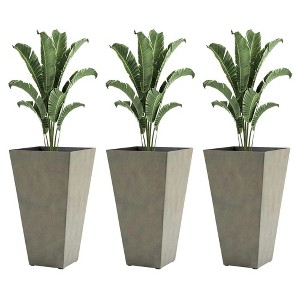 Resenkos Set of 3 Tall Planters with Drainage Hole, 28" Outdoor Flower Plant Pots, Indoor Planters for Porch Patio and Deck, - 1 of 4