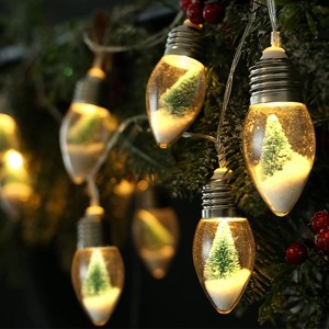 Aoibox 2 Pack Christmas Snow Globe String Lights 6.6 FT Acrylic Bulbs Indoor Outdoor Decor for Tree Fireplace Bedroom Patio - 1 of 4