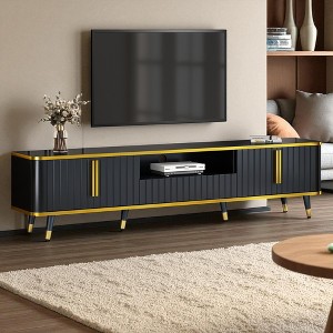 Luxury Minimalism TV Stand with Open Shelf for TVs Up to 85", Entertainment Center with Cabinets and Drawer, Modern Media Console for Living Room - 1 of 4