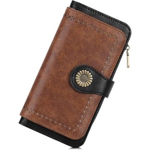 BEAFUP Women's Wallet,Vintage PU Leather Wallet RFID Blocking Large Capacity Credit Card with Zipper Coin Pocket and ID Window - 1 of 4