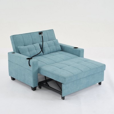 NicBex Modern Pull Out Sofa Bed Convertible Sofa Couch with Adjustable Back and Swivel Phone Stand for Living Room