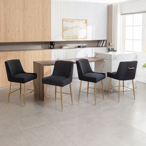 SEYNAR Modern Velvet 39'' H Metal Leg Counter or Bar Stools Set of 4 - 1 of 4