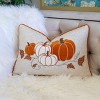 PAGED 14" x 20" Lumbar Pillow, Bed Pillow with Pumpkin Embroidery and Leaf Pattern, Throw Pillow for Home Decor, Holiday Decor - 3 of 4