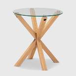 Lida Glass and Wood Finished End Table Clear/Natural - Baxton Studio