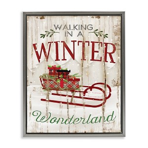 Stupell Industries Rustic Winter Wonderland Sleigh, 17" x 21" - 1 of 4