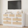 Rattan 7 Drawer Dresser, 55in Wide 7 Chest of Drawers with Metal Handles and Wooden Sturdy Base for Bedroom Living Room Nursery - 3 of 4