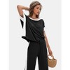 EXLURA Womens Summer 2 Piece Outfits Color Block Short Sleeve Tops Tracksuit Wide Leg Pants Matching Set Lounge Sets 2025 - 4 of 4