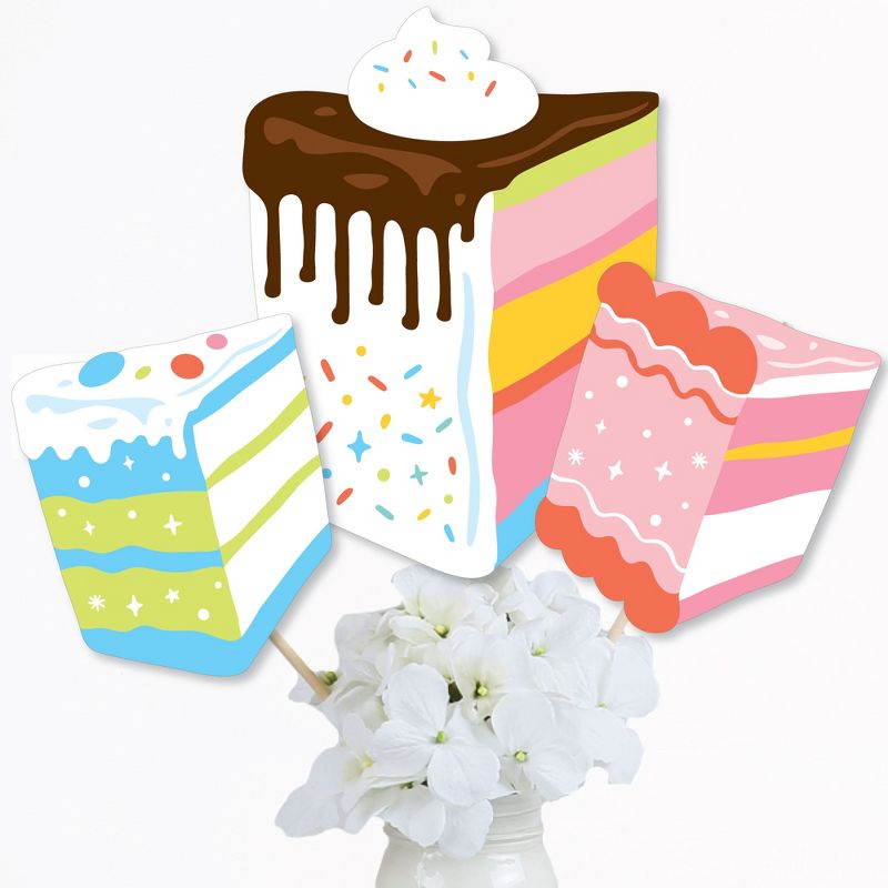 Big Dot of Happiness Cake Time - Happy Birthday Party Centerpiece Sticks - Table Toppers - Set of 15, 3 of 9