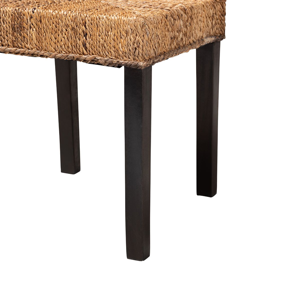 bali & pari Laymi Modern Bohemian Dark Brown Mahogany Wood and Seagrass Dining Chair - thumbnail 7
