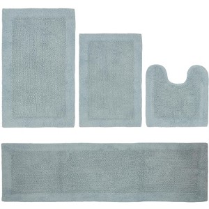 Edge Bath Rug 100% Premium Cotton Ultra-Soft Water Absorbent Tufted Solid Reversible 4 Piece Bathroom Rug Set for Machine Washable Bathmat - 1 of 2