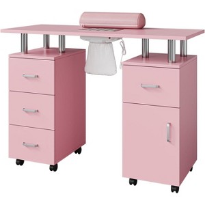 Manicure Table Nail Desk for Nail Tech with Dust Collector, Wrist Cushion, Nail Desk Salon Station w/Storage Cabinet - 1 of 4