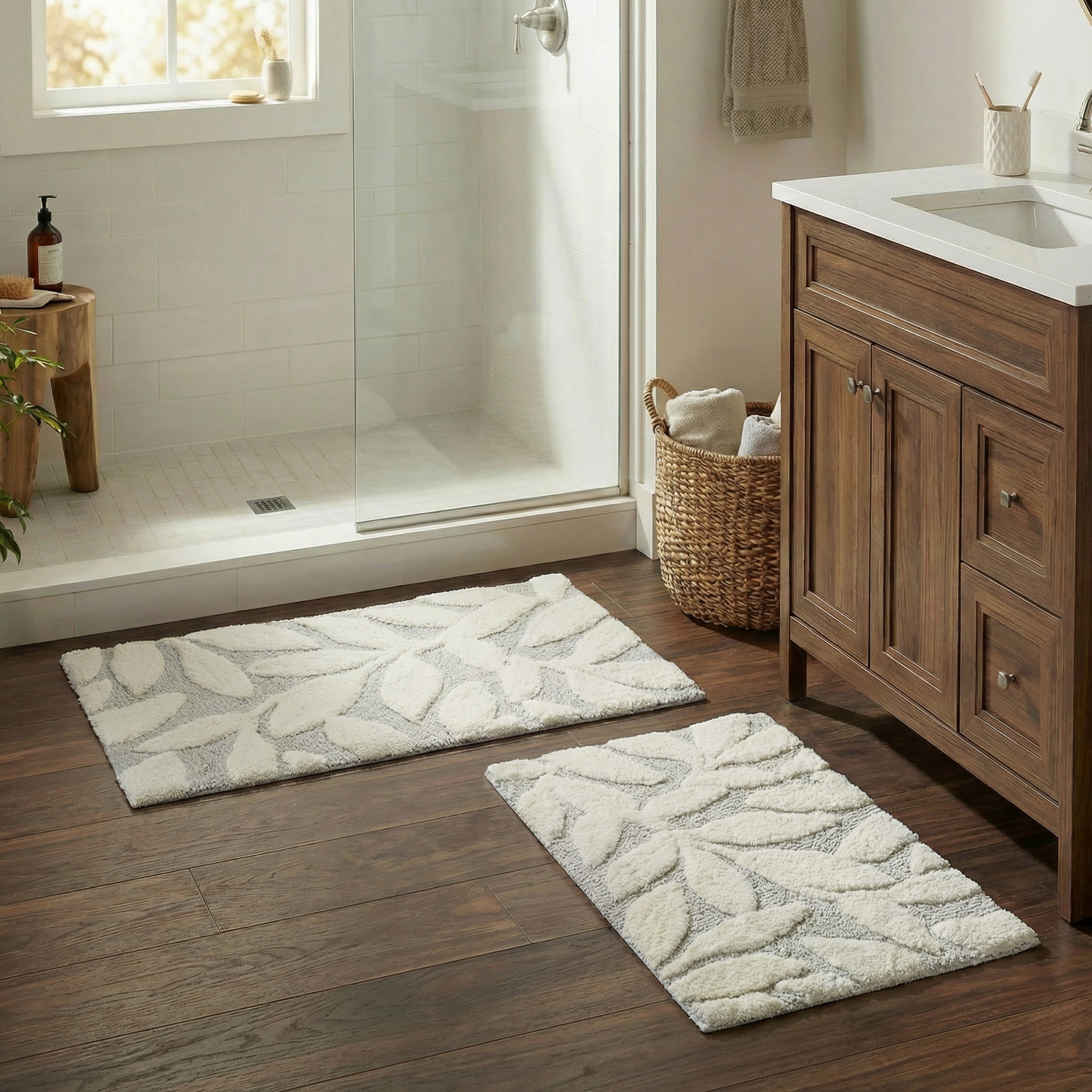 Lavish Home 2 Piece Bathroom Rug Set, Blue