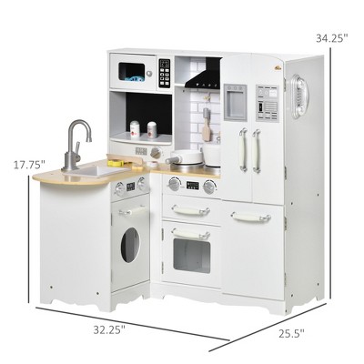 Infurnic Play Food and Toy Kitchens, Full Set of Appliances, Educational Pretend Role Playset Game, White and Silver, 32.30"*25.50"*34.30"