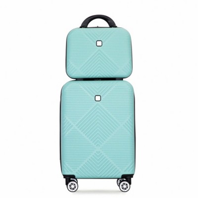 2Piece Luggage Sets ABS Lightweight Suitcase , Spinner Wheels, (20/14) LIGHT BLUE