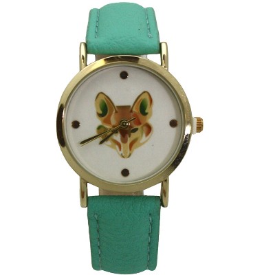 OLIVIA PRATT FOX FACE LEATHER STRAP WATCH