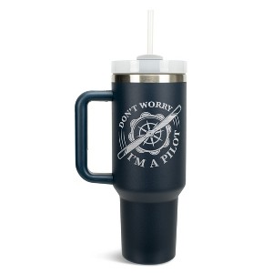 Elanze Designs Don�t Worry I'm A Pilot Airplane 40 oz. Stainless Steel, Large Water Bottle Coffee Mug, Spill & Leak Resistant, Thermal Travel Tumbler - 1 of 1