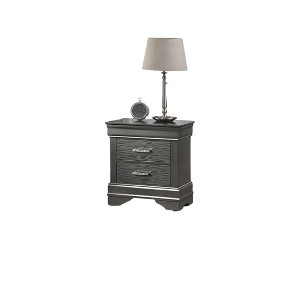 Vynxaria Modern Transitional 2-Drawer Nightstand - Grey Finish, Wooden (Particle Board/Birch Veneer/Plywood), Unique Handles, Bedroom Furniture - 1 of 4