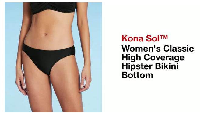 Women's Classic Full Coverage Hipster Bikini Bottom - Kona Sol™, 2 of 9, play video