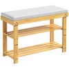 MAYEERTY 3 Tier Shoe Racks Bamboo Shoe Bench Entryway with Cushion and Adjustable Shelves for Hallway Mudroom living Room Khaki - 4 of 4
