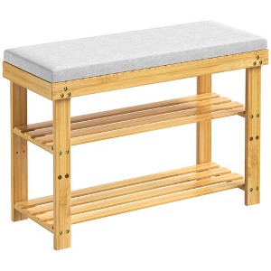 Chery Life Bamboo Shoe Bench, 3-Tier Shoe Rack, Adjustable Shelves - 1 of 4