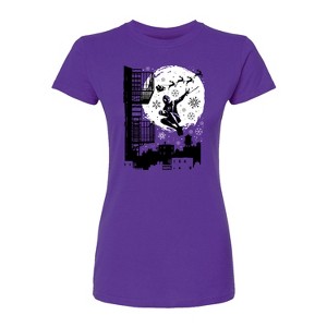 Women's - Marvel - Miles Morales Spiderman Santa Fitted Graphic T-Shirt - 1 of 1