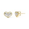 Haus of Brilliance 10K Yellow Gold 1/10 Cttw Diamond Heart and Beaded Halo Stud Earrings - 2 of 4