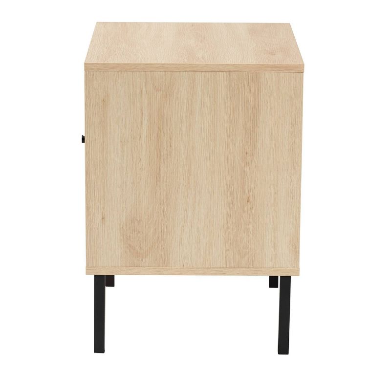Caterina Wood and Natural Rattan 1 Door End Table Natural Brown/Black - Baxton Studio, 6 of 12