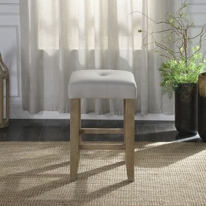 Faux Leather Upholstered Counter Height Stools with Button Tufted Seat (Set of 2), Perfect for Kitchen or Home Bar - 1 of 4