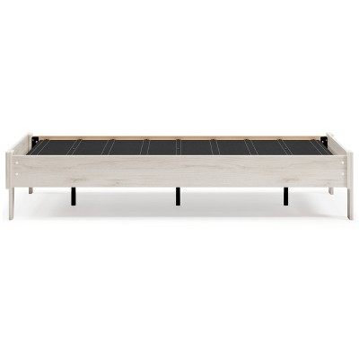Beige Transitional Twin Platform Bed with Wood Frame