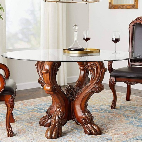 Round glass and oak best sale dining table and chairs