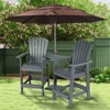 Aoodor Tall Adirondack Chairs Set of 2, HDPE Patio Bar Stool with Connecting Tray,All-Weather Balcony Chair - 3 of 4