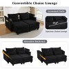63" Convertible Chaise Lounge Loveseat Sofa Bed, Corduroy Sleeper with USB Ports, Cup Holders & Storage for Living Room-3irtyhousy - 2 of 4