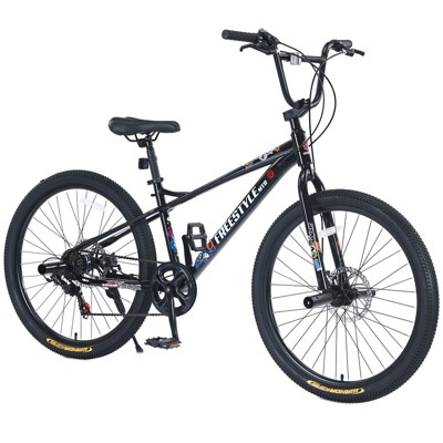 Aukfa 26 Inch Freestyle Bike 7 Speed Kids Bike with 4 Pegs Dual Disc Brakes Suitable for Kids 12+, Multiple Colors