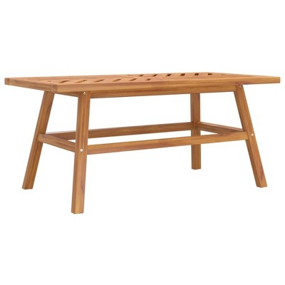vidaXL Rectangular Acacia Wood Coffee Table with Fishbone Pattern Top and Angled Legs for Indoor and Outdoor Use