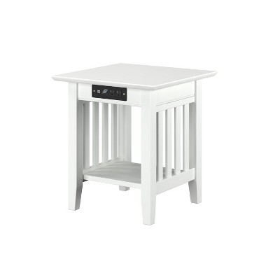 AFI Furnishings Mission End Table with Charging Station in White